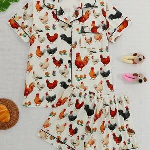 Chicken Print Pajama Set